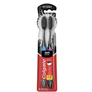 Colgate 360 2-Pack Charcoal Soft Bristles Toothbrush
